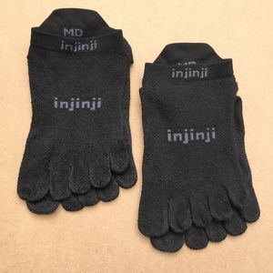 2 Pairs Injinji Run Lightweight No-Show Toe Socks Black M